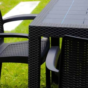 Mesa Plastica FIDJI VOSS Estilo Rattan Grafito 90 x 90