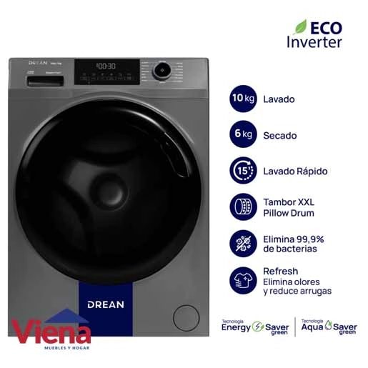 Lavasecarropas Drean LSCDR1006SG 10/6 Kg 1400RPM GRIS 
