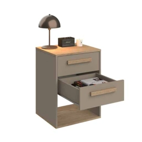 Mesa De Luz Delos 2 Cajones DNA05RKGA Roble K Gris