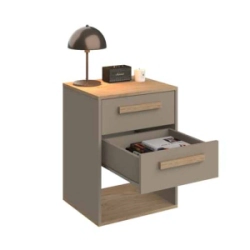 Mesa De Luz Delos 2 Cajones DNA05RKGA Roble K Gris