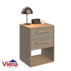 Mesa De Luz Delos 2 Cajones DNA05RKGA Roble K Gris