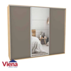 Ropero Delos DUO04RNGC 4 Puertas Corredizas Con Espejo 250 x 200 Roble Gris