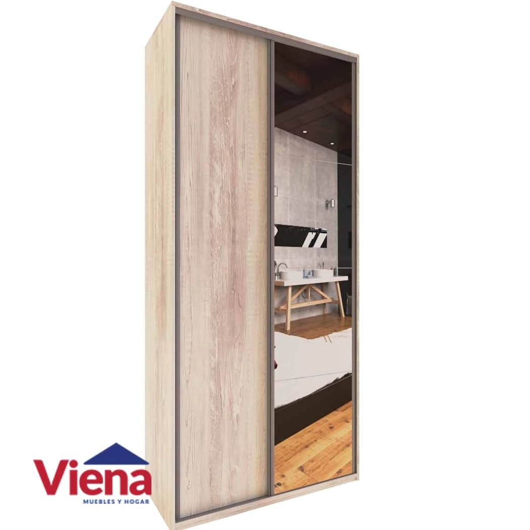 Ropero Delos DLE362PC 2 Puertas Corredizas Con Espejo 123 X 210 Roble Nebraska Natural
