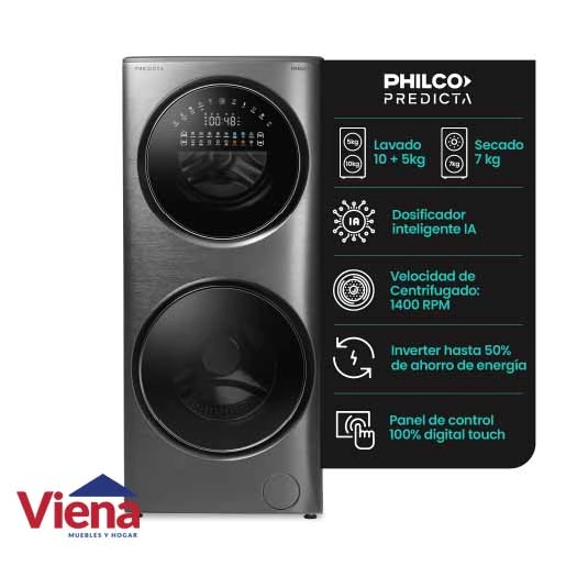 Torre LavaSecarrop Philco PHLFT157GT 15kG + 7 1400R Inverter 