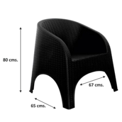 Sillon Nepal Simil Ratan Plastico Negro Laury 16269