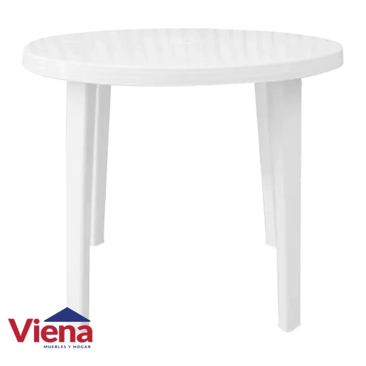 Mesa Plastica Quality Redonda 0.90 Blanca Patas Desmontable