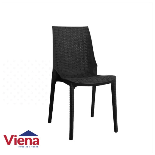 Silla Harmony Simil Ratan PVC Negra Quality Negro Plastico