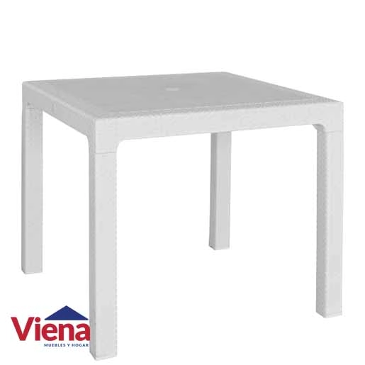 Mesa Harmony Cuadrada 90 CM Blanca Simil Ratan Quality 