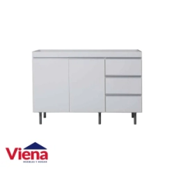 Bajo Mesada Ricchezze 120 Arco 2 Puerta , 3 Cajones Aluminio