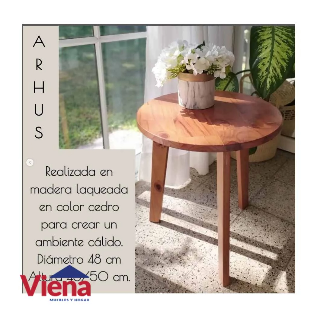 Mesa Auxiliar Mariani Arhus Redonda 48CM Cedro 