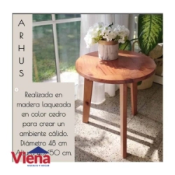 Mesa Auxiliar Mariani Arhus Redonda 48CM Cedro