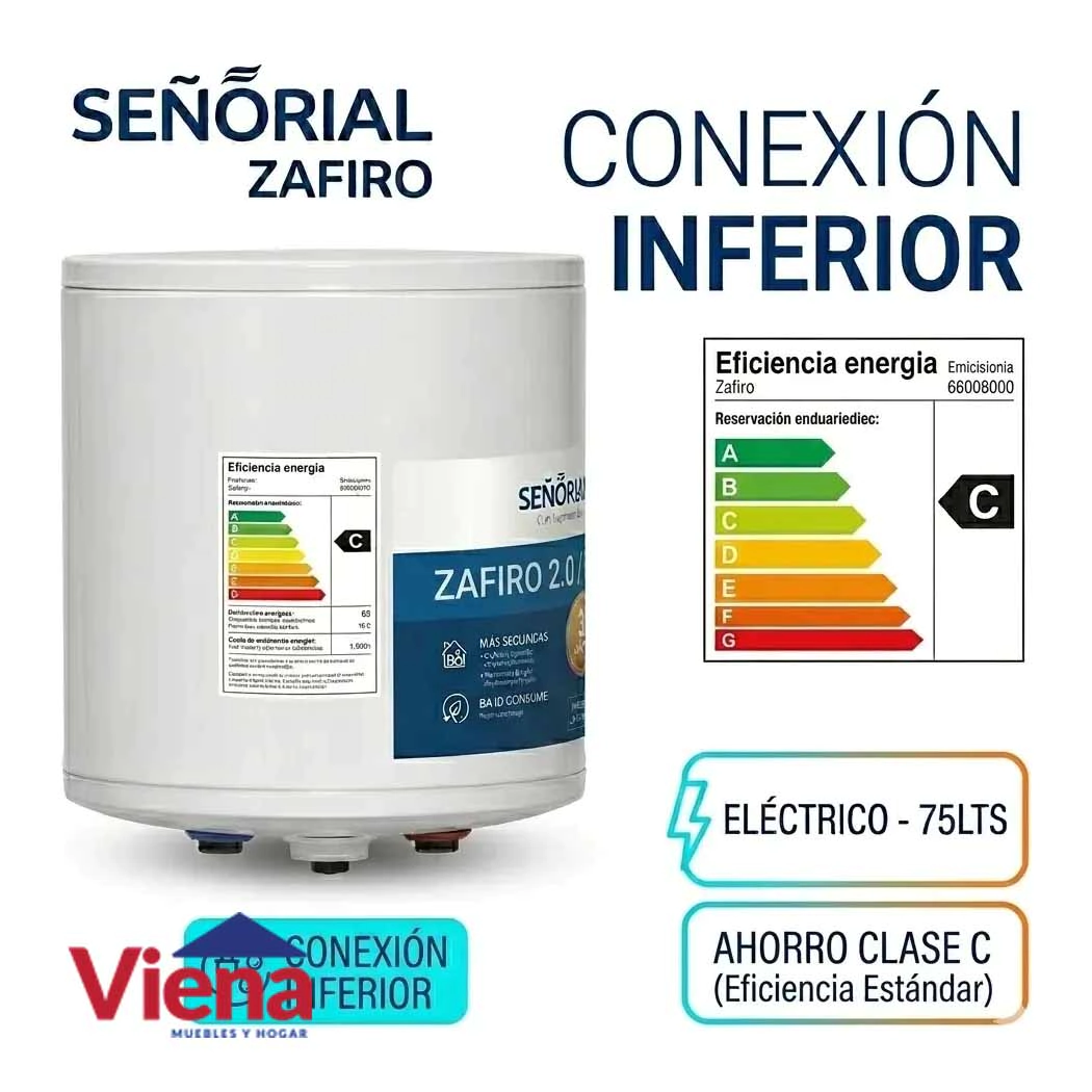 Termotanque Electrico Se�orial Zafiro TESZ2.0-75L Superior Colgar