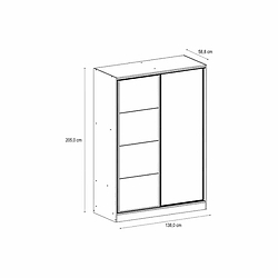 Placard Ricchezze 140 Murano Puerta Corrediza Con Espejo Color Hickory/Blanco
