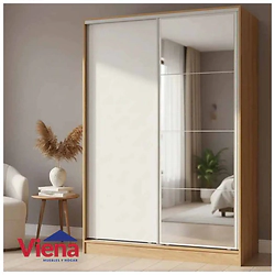 Placard Ricchezze 140 Murano Puerta Corrediza Con Espejo Color Hickory/Blanco