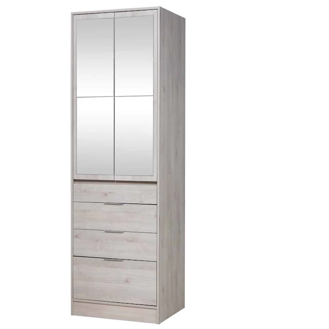 Placard Ricchezze 70 Murano 2 Puertas Abrir Con Espejo Pino Blanco 