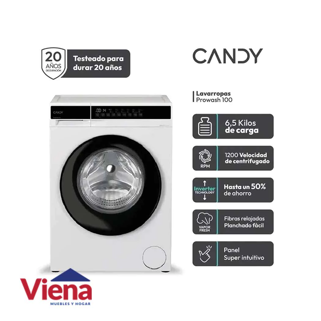 Lavarropas Candy EY26SB7-12  Con Frotal 6.5kg 1200RPM Blanco 
