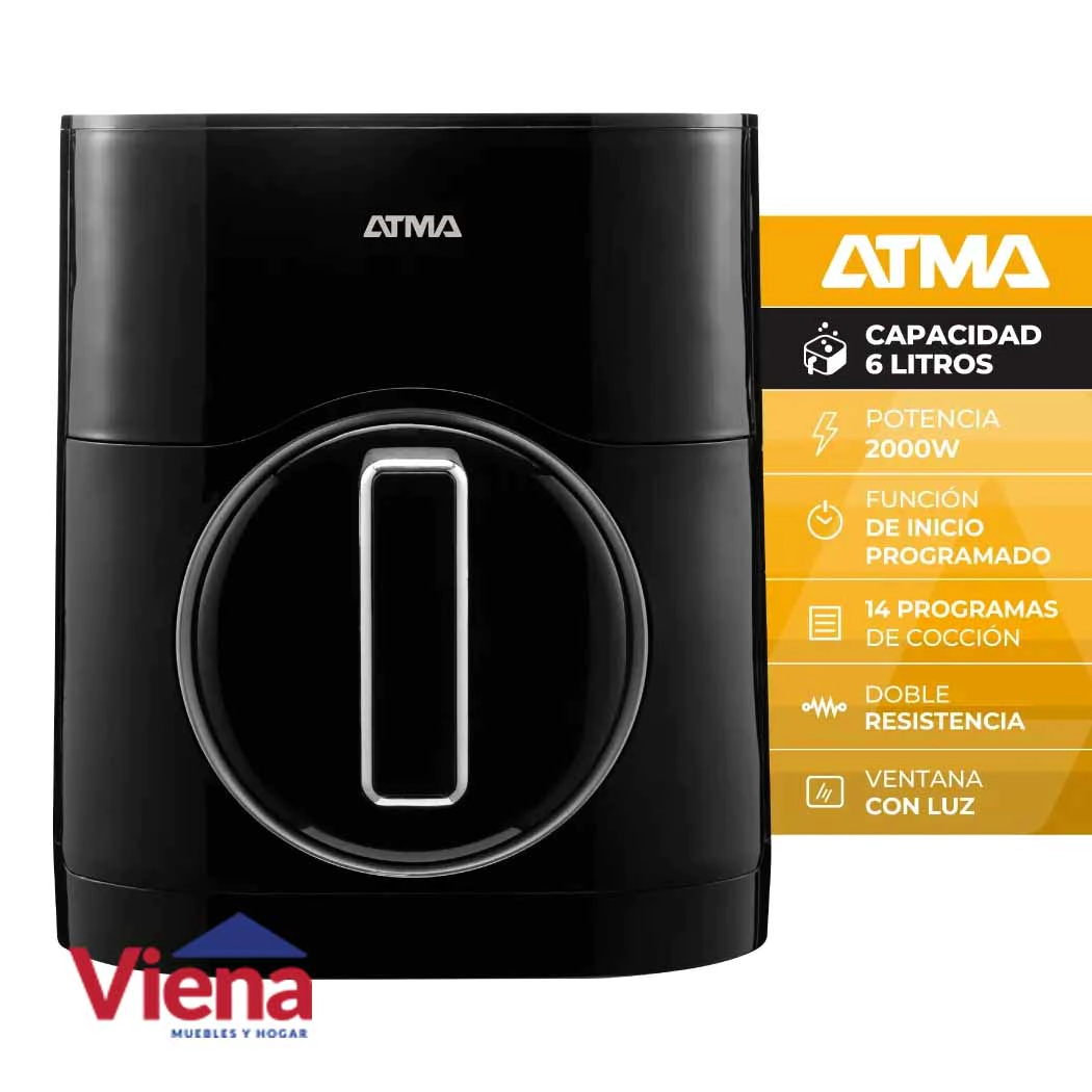 Freidora Atma FR200ABP  Sin Aceite Digital 6 Listros Negra 