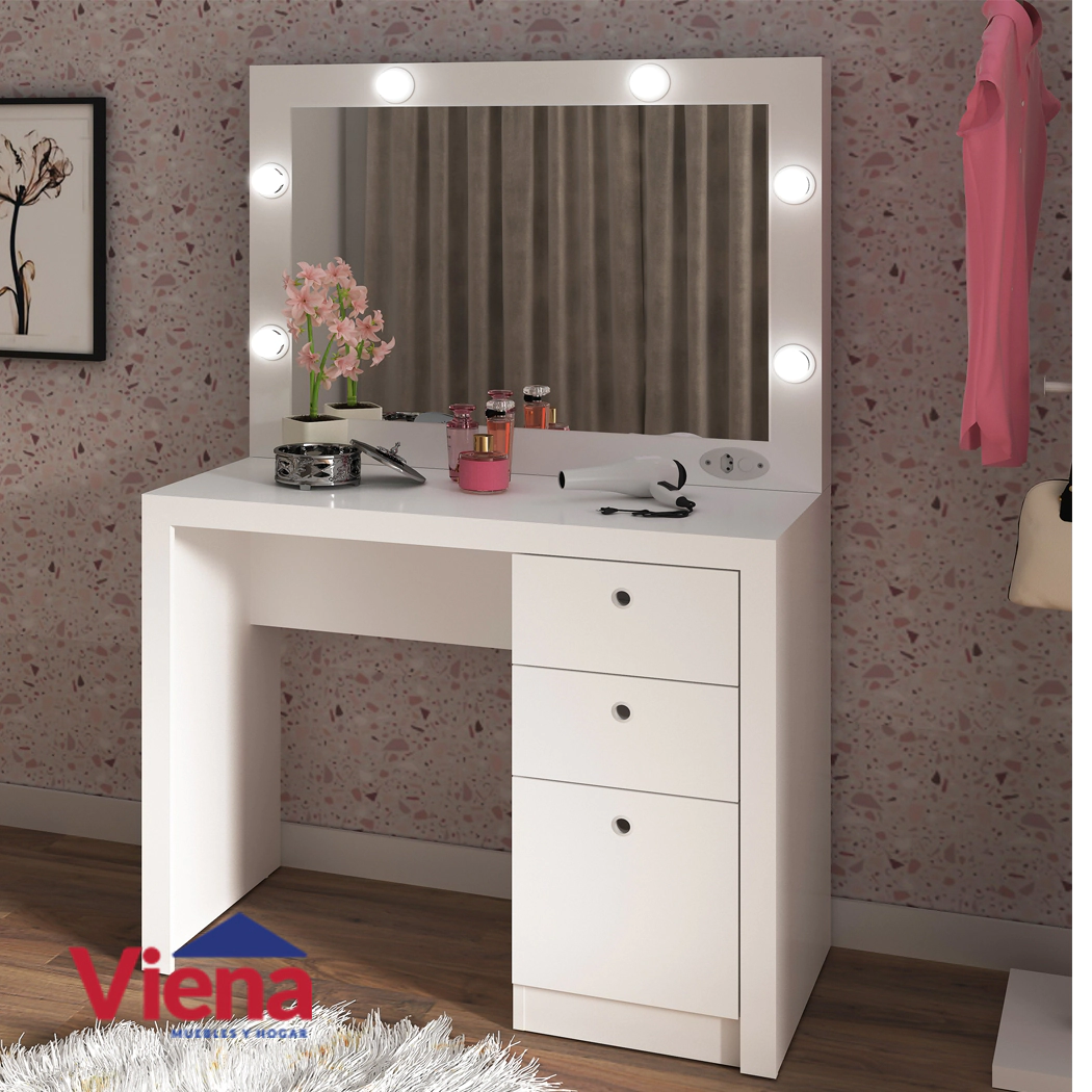 Tocador Organizador Movelbento Delos PE2010.0100 con Luz y Espejo Blanco