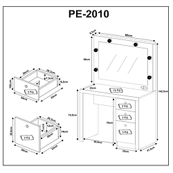 Tocador Organizador Movelbento Delos PE2010.0100 con Luz y Espejo Blanco