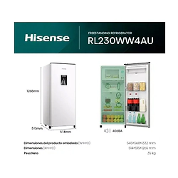 Heladera Hinsense  RL230WW4AU Silgle Door 179L Blanca