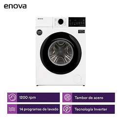 Lavarropas Enova LE08F12-BL 8KG Carga Frontal 1200RPM Inverter Blanco