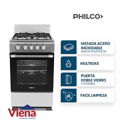 Cocina Philco 94PHCN50NNS a Gas 50cm 4H Mesada Acero