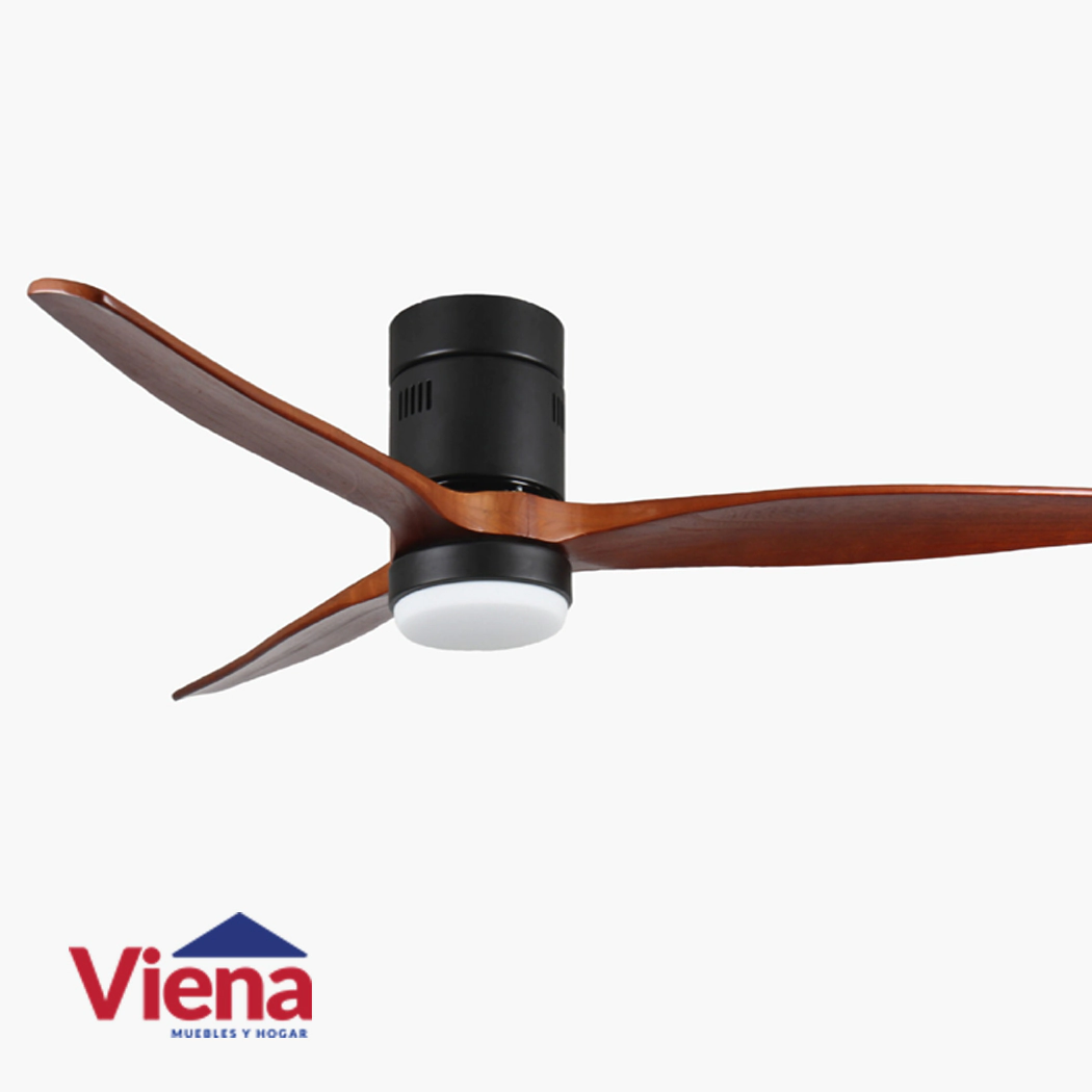 Vnetilador Techo Elanvent Eliseos 3 aspas  Madera Negro y Madera Con Luz 