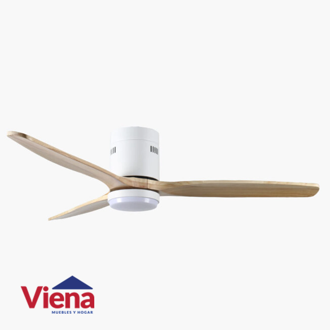 Vnetilador Techo Elanvent Eliseos 3 aspas  Madera Blanco y Madera Con Luz 