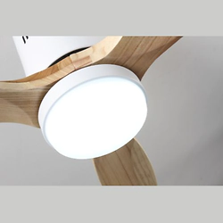 Vnetilador Techo Elanvent Eliseos 3 aspas  Madera Blanco y Madera Con Luz