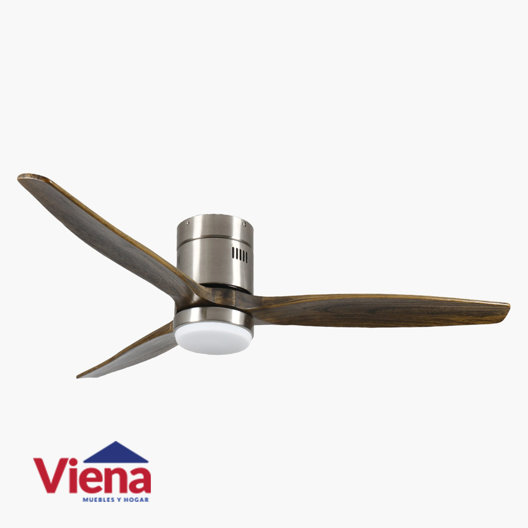 Ventilador Techo Elenvent Eliseos 3 Astas Madera Acero Con Luz
