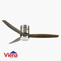 Ventilador Techo Elenvent Eliseos 3 Astas Madera Acero Con Luz