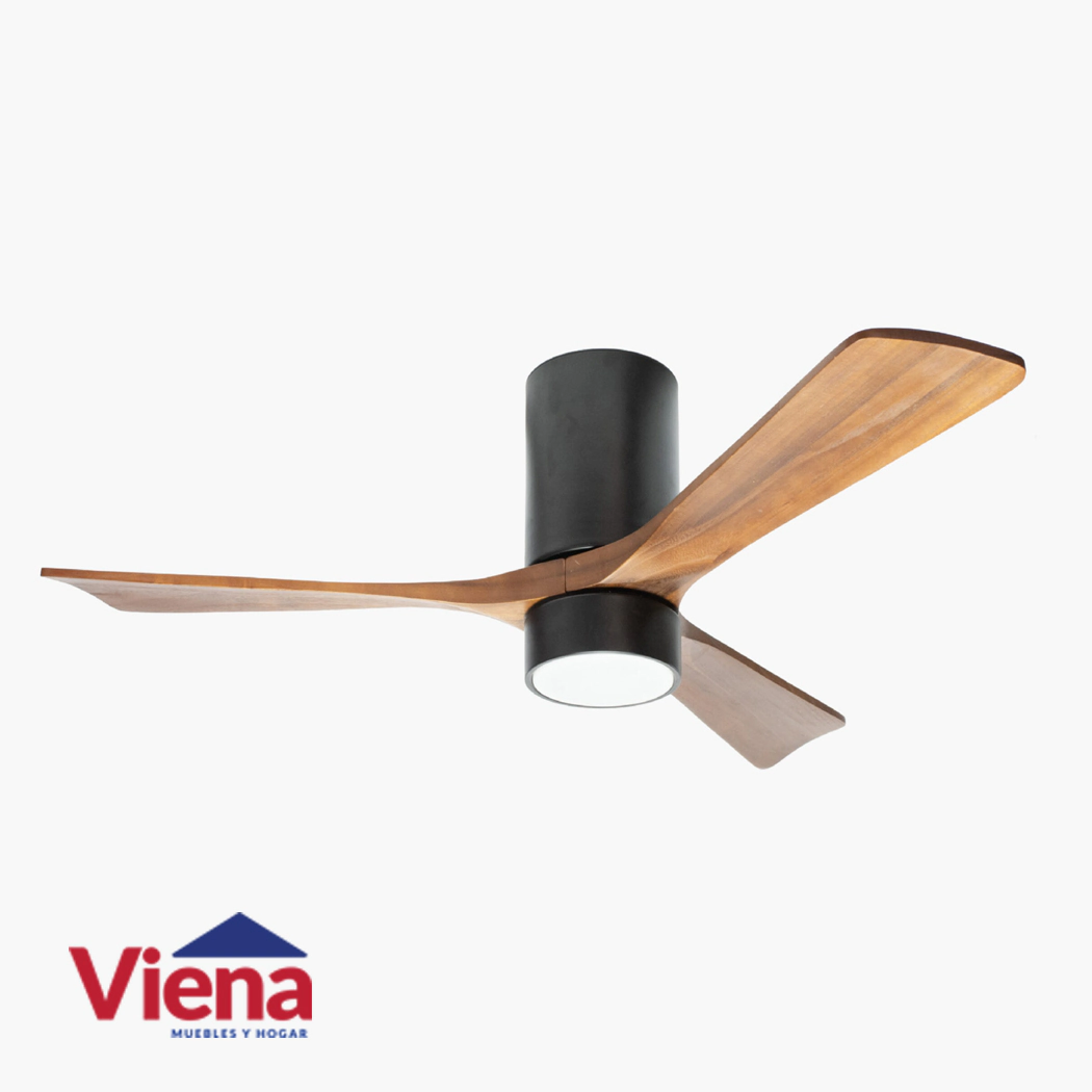 Ventilador Techo Elanvent Praga 3 Aspas Madera Negro Nogal Con Luz