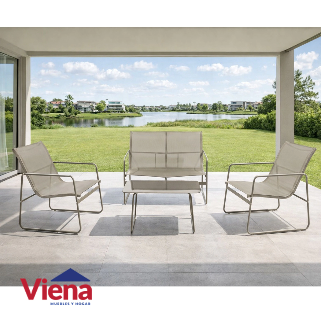 Juego Jardin Dielfe Exterior Frame Sillones 2+1+1+Mesa Beige