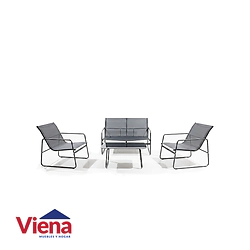 Juego de Jardin Dielfe Exterior Frame Sillones 2+ 1 + 1 + Mesa Negro