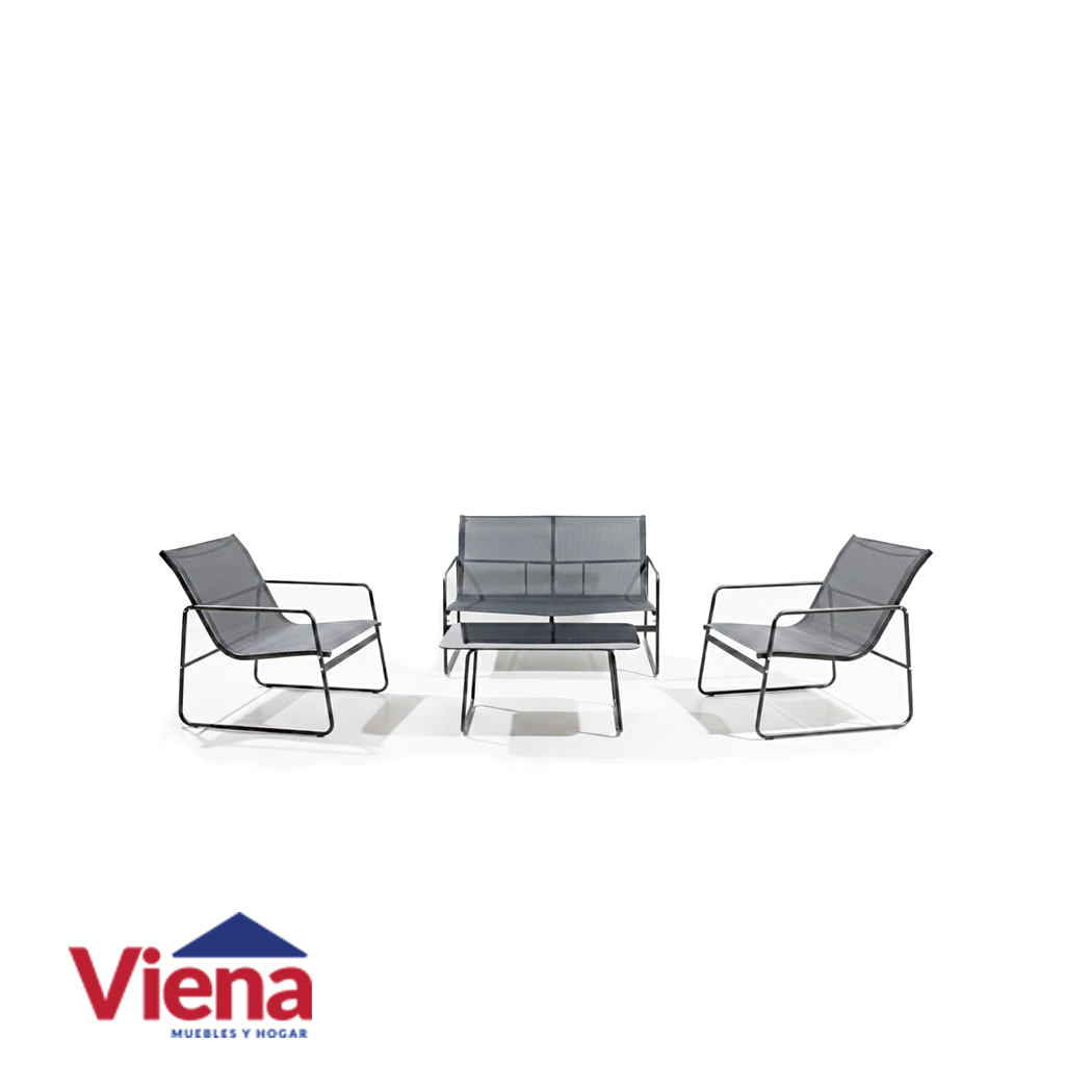 Juego de Jardin Dielfe Exterior Frame Sillones 2+ 1 + 1 + Mesa Negro 